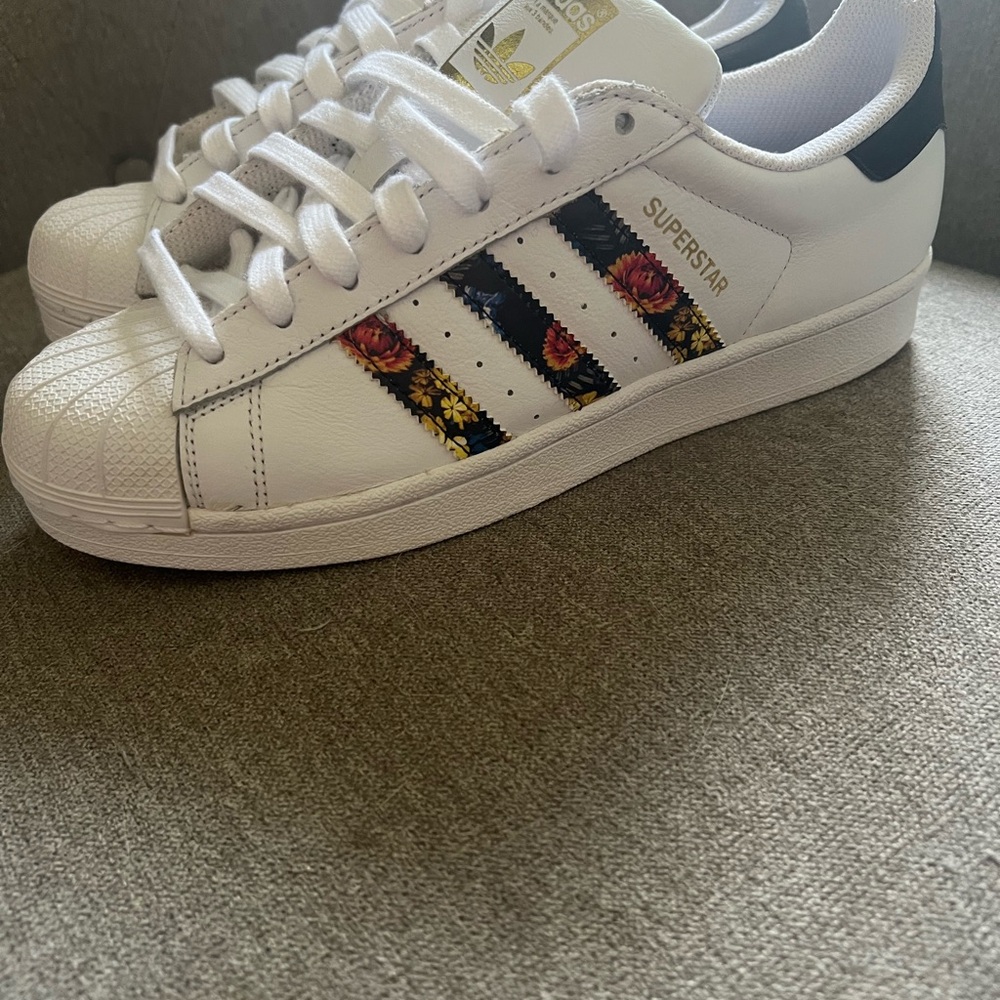Adidas Superstar Floral Sneakers - Size 8.5